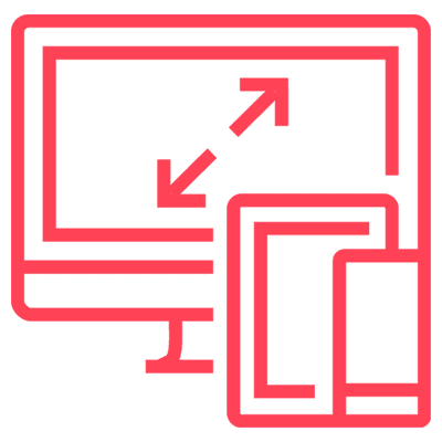 Responsive design icon showing a desktop, tablet and mobile device