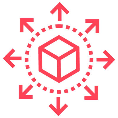 Box in the centre of compass arrows icon