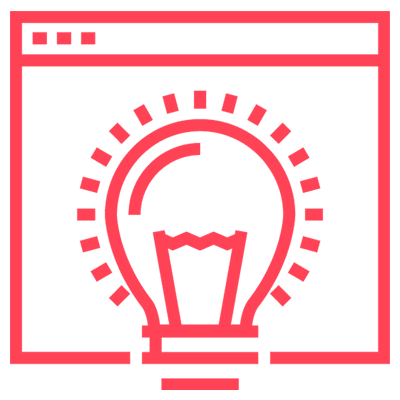 Lightbulb in front of a web browser icon
